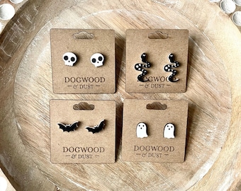 Halloween Stud Earrings SVG Bundle| Skulls Studs| Snake Studs| Ghost Earrings| Laser Glowforge Files