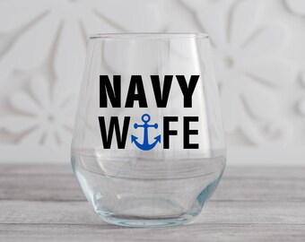 Navy Wife Stemless Wine Glass, Because Deployment, Military Wife, Army Wife, Air Force Wife