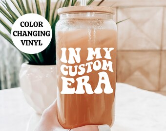 COLOR CHANGING In My Custom Era Iced Coffee Glass, Personalized Glass, Birthday Gift For Her, Baby Shower Gift, Best Friend Gift