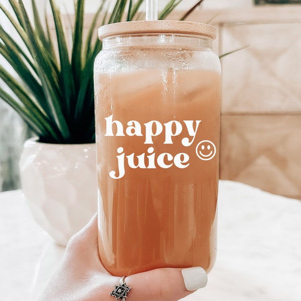 Happy Juice Iced Coffee Glass