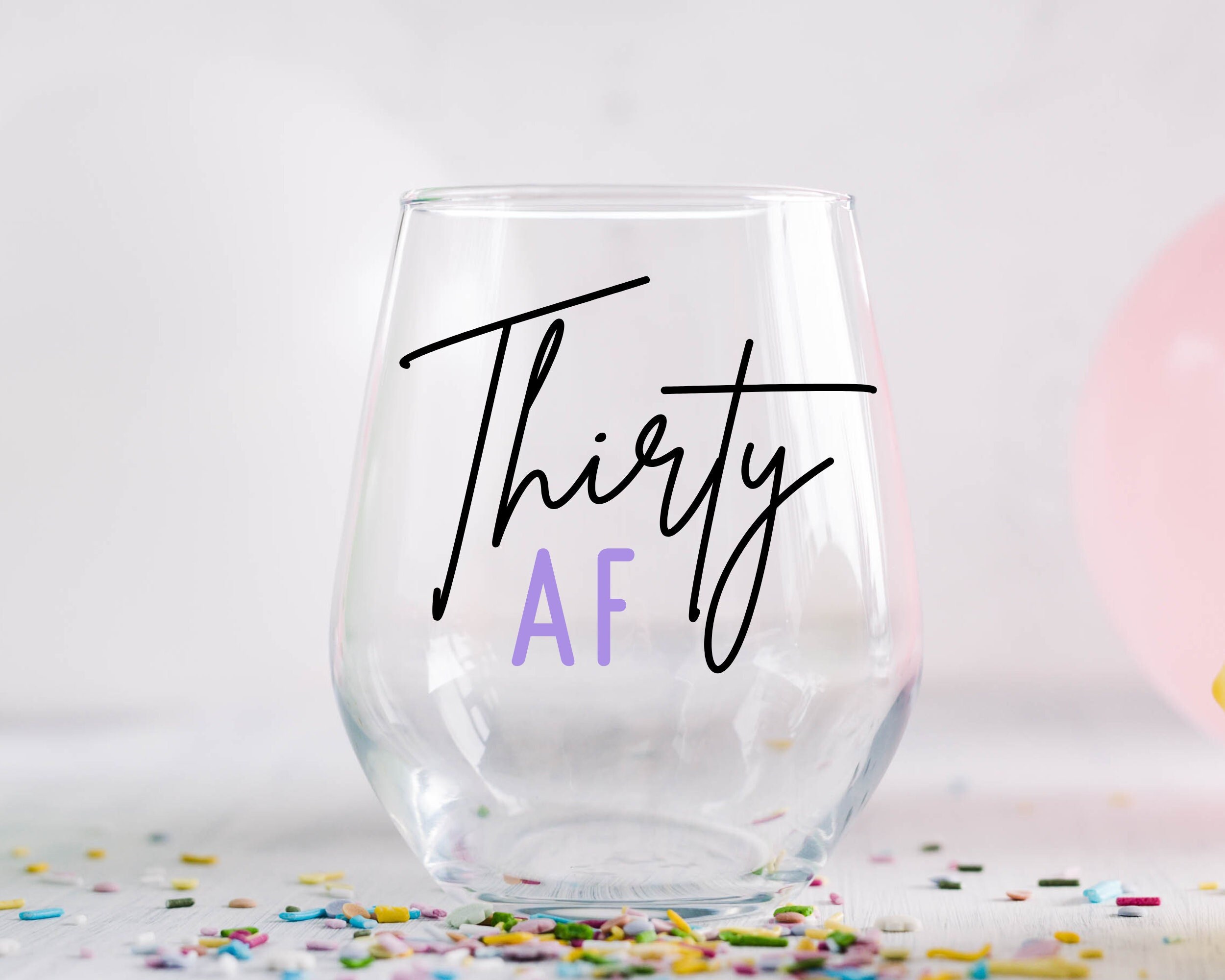 30th Birthday Etched Wine Glass - Design: TALK30 - Everything Etched