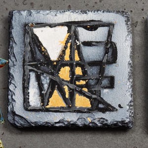 Energetisiere Wasser - Ewige Sigille auf Schiefer mit Blattsilber und Blattgold *EwigerMungoCraft*