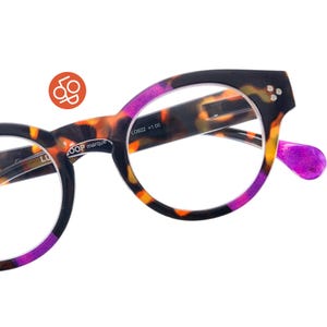Round retro vintage reading glasses, bohemian style premium quality purple