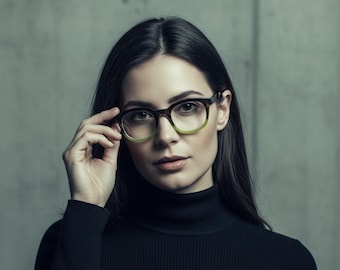 Occhiali da lettura da donna colorati effetto tartaruga, eleganti occhiali rotondi bicolore con lente d'ingrandimento, per presbiopia da +1.50 a +4.00, Lunetloop Olwen