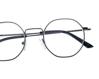 Occhiali da lettura KOHANA ultraleggeri in metallo - Montatura rotonda Panto, stile minimalista chic - Uomo e donna - Nero, argento o oro
