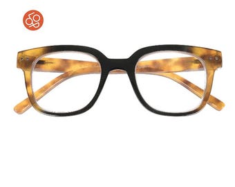 Square Reading Glasses Ingénue - Tortoiseshell & Teal Blue Readers, Bold Modern Magnifying Glasses | French Design Eyewear Lunetloop