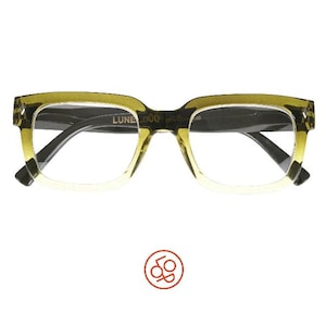 Stilvolle quadratische Retro-Lesebrille, Modell LENA – Zweifarbiger Verlaufsrahmen im Vintage-Stil