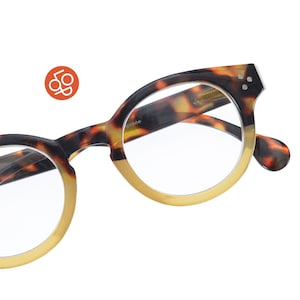 Oversize eyeglasses and reading glasses, Tortoise on color on bottom Plastic Frame Modern Style Designer Glasses Gift For Lecture