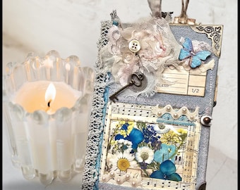 Diario Denim Junk rilegato a mano – Effimere floreali, pagine macchiate di tè