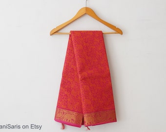 Punchy Orange Vanasingaram saree with rich zari border