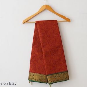 Festive Red Vanasingaram pure cotton saree with zari border
