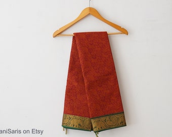 Festive Red Vanasingaram pure cotton saree with zari border