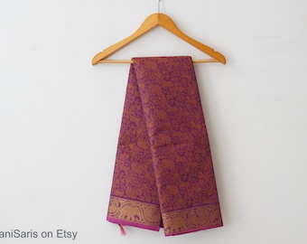 Royal Purple Vanasingaram saree with grand motif design & zari border
