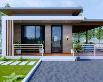 Plano de casa pequeña: Diseño de casa pequeña de 2 habitaciones (Descarga PDF)