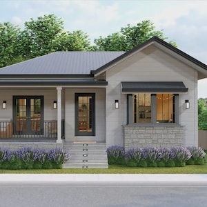 3 Bedroom Modern House Plan: Small Home, Cabin Floor Plan (PDF)