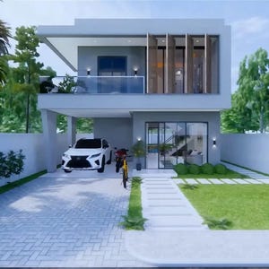 Modern 4 Bedroom House Plan with Swimming Pool (7m x 9m) PDF