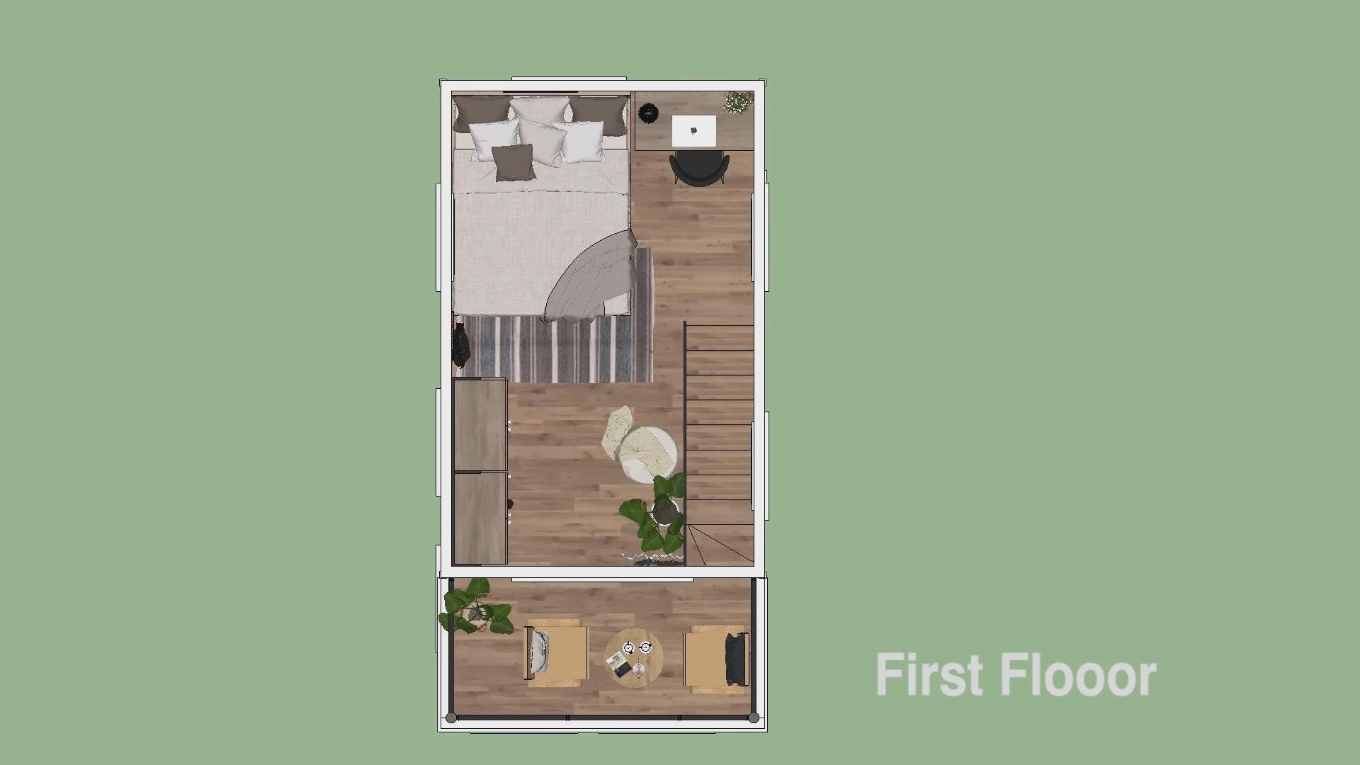 Modern Two-story Tiny House Plan: 1 Bed, 1 Bath (PDF Floor Plan) - Etsy