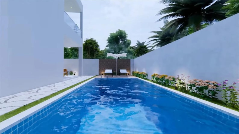 Modern House Plans With Swimming Pool: 5 Bedroom, 2-story (PDF Download ...