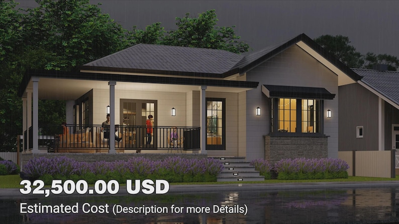 3 Bedroom Modern House Plan: Small Home, Cabin Floor Plan (PDF) - Etsy