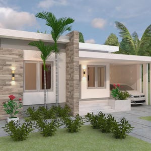 Modern 3 Bedroom House Plan: 10m x 13m (PDF & CAD File)