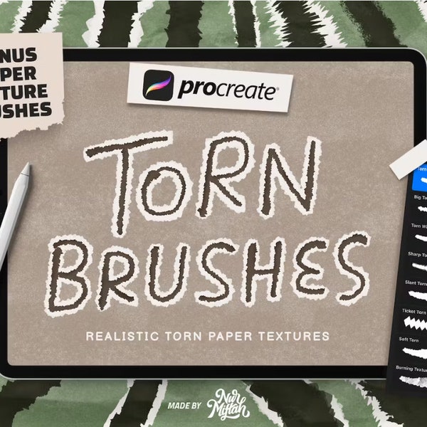 Procreate Torn Brushes - Procreate Brushes, Digital Art, Procreate Font,Procreate Brush, Paper Texture Brush, Torn Paper Texture,Stamp Brush