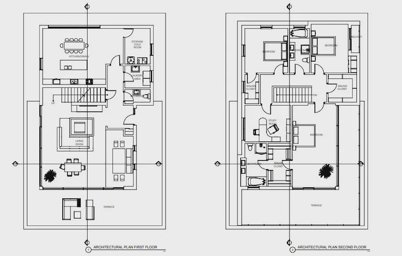 Modern Two-story House Plan With Swimming Pool (PDF & DWG) - Etsy