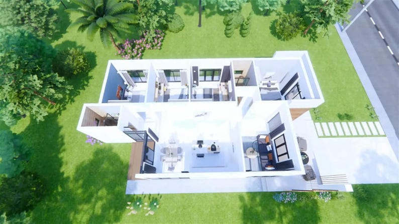 Modern Tiny House Plan: 4 Bedroom Home Design (8.5m X 16m) (PDF Floor ...