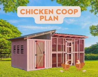 Chicken Coop Plans with Attached Run [13-21 Chickens] - Hen House - PDF File - DIY Plan -Instant Download -With Material List & Instructions