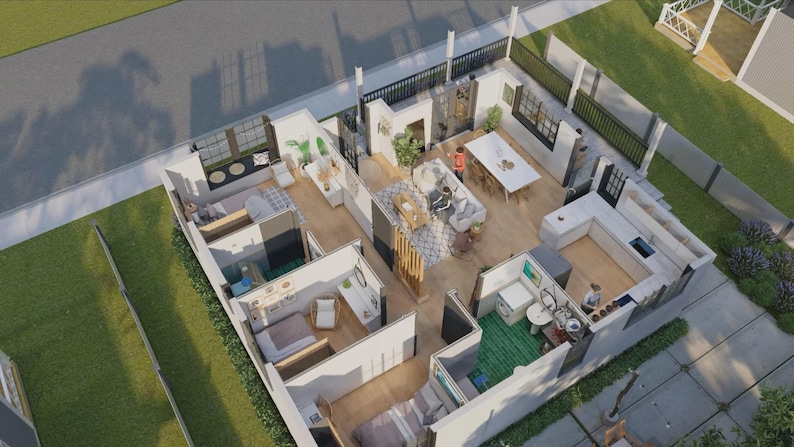 3 Bedroom Modern House Plan: Small Home, Cabin Floor Plan (PDF) - Etsy