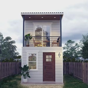 Modern Two-Story Tiny House Plan: 1 Bed, 1 Bath (PDF Floor Plan)