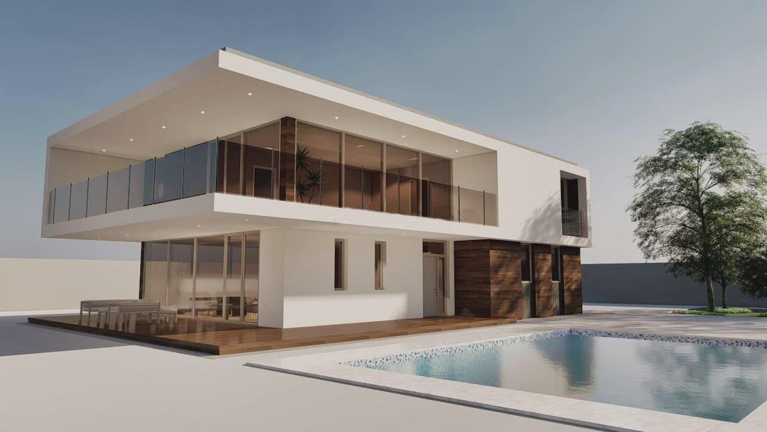 Modern Two-story House Plan With Swimming Pool (PDF & DWG) - Etsy