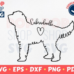 Labradoodle Contour Stroke SVG/ Cut File/ mit Herz und Text Logo Vorlage/ Digital Vector File/ Cricut/ Silhouette/ Laser Cut/ Download/