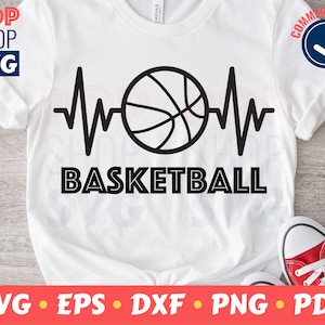 Basketball Pulse Heartbeat SVG / Fichier coupé / Modèle de sport / Fichier vectoriel numérique / Licence commerciale / Machine de découpe / Silhouette Cameo