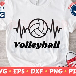 Voleibol Pulso Batimento Cardíaco SVG/ Arquivo de Corte/ Modelo de Esportes/ Arquivo de Vetor Digital/ Licença Comercial/ Máquina de Corte/ Silhouette Cameo