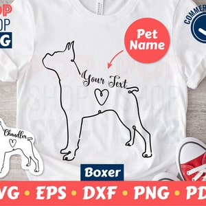 ボクサーカスタム名 SVG/カットファイル/ハートとテキストテンプレート付き/デジタルベクターファイル/クリカット/シルエット/レーザーカット/ダウンロード/カットファイル