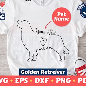 Golden Retreiver Custom Name SVG/ Cut File/ with Heart and text Template/ Digital Vector File/ Cricut/ Silhouette/ Laser Cut/ Download/