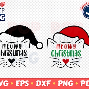 Meowy Christmas mit Katze SVG/ Spruch Plotterdatei/ Schneidevorlage für Weihnachten/ Weihnachtsslogan / Kommerzielle Lizenz/ Schneidedatei