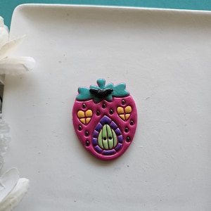 Colorful Strawberry Cottage Clay Magnet
