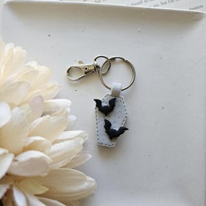 Coffin and Bats Clay Keychain