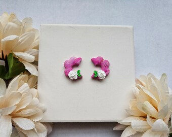 Mini Rose Hoop Earrings