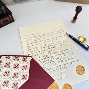 Lettre manuscrite rose, motif Piccolo Palmo, lettre avec cachet de cire, lettres manuscrites, cadeau pour mari, femme, cadeau pour maman image 8