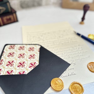 Lettre manuscrite rose, motif Piccolo Palmo, lettre avec cachet de cire, lettres manuscrites, cadeau pour mari, femme, cadeau pour maman image 6