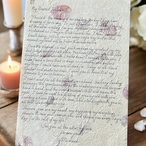 Carta escrita a mano con papel de rosas y sobre a juego: regalo perfecto para bodas, aniversarios, cumpleaños, recuerdos y manualidades.