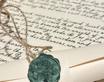 Handwritten Vintage Scroll with Green Wax Seal, Wedding Idea, Wedding Letter,  Anniversary, Love Letter, Handmade, Antique Scroll Gift Box