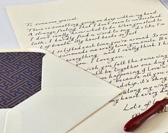 Handwritten Letter Lined Envelope Decoro Greco, Wax Seal, Love Letter, Gift 1st Anniversary, Handwritten Poem, Gift of Love, Perfect Gift