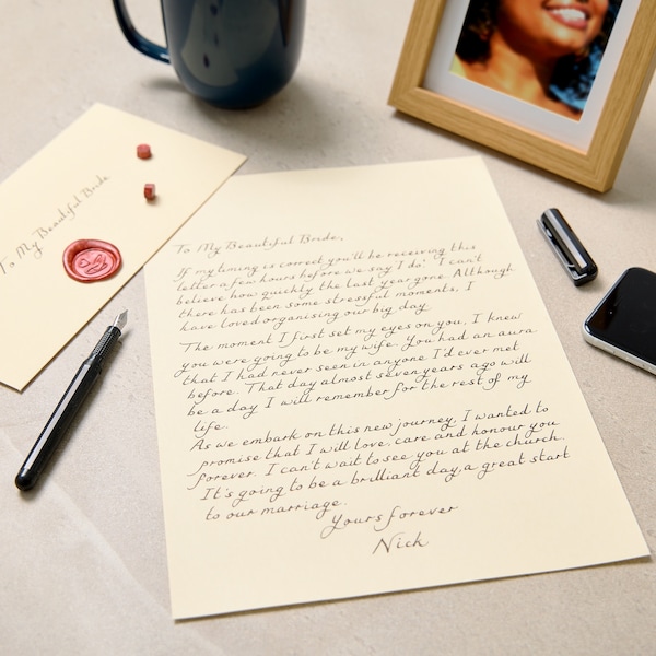 Luxury Handwritten Letter with Wax Seal. Wonderful Keepsake for Weddings, Anniversary, Birthdays or Love Letter. Forever Gift for loved ones