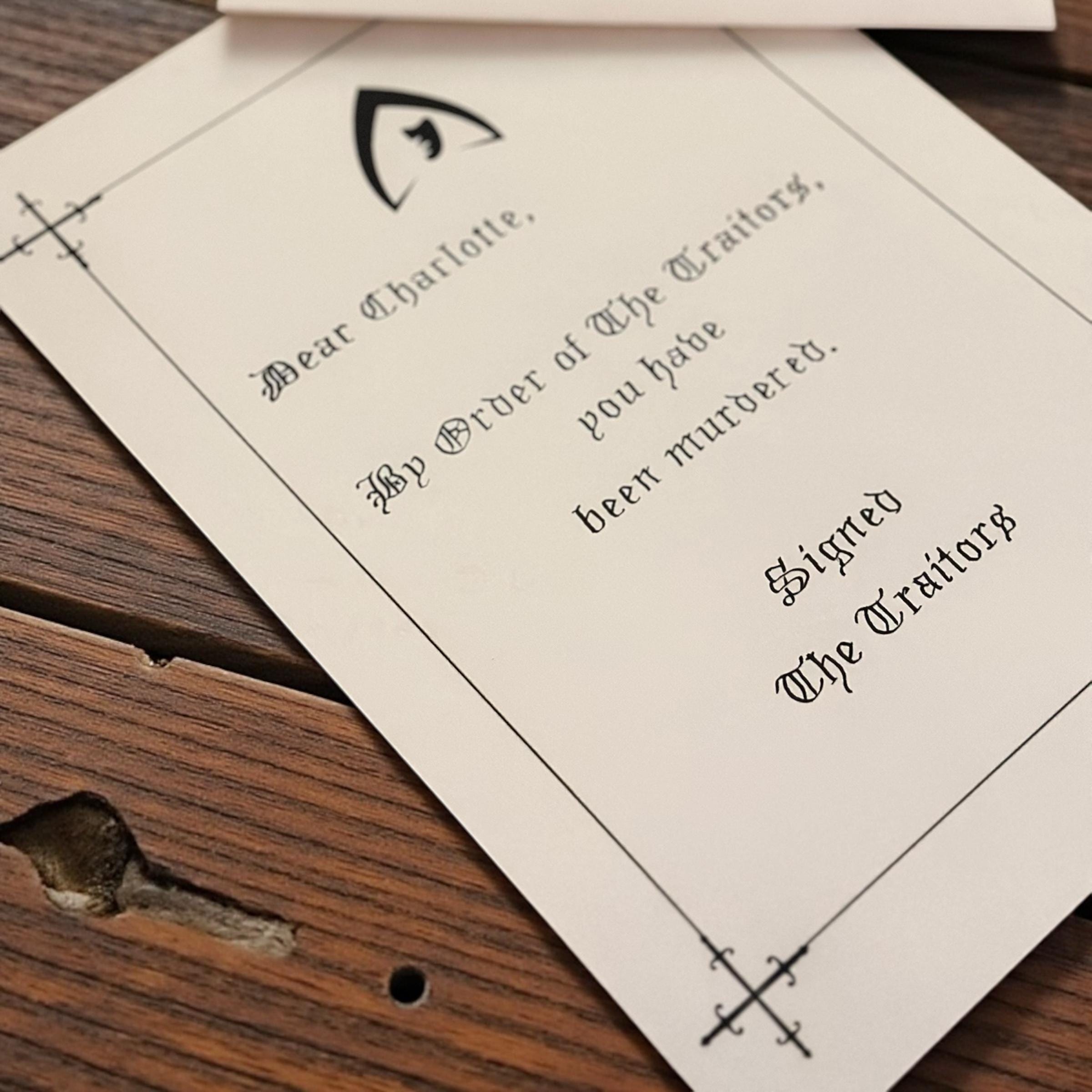 Traitor Typeface Handwritten Traitor Letter - by Order of the Traitors - Etsy