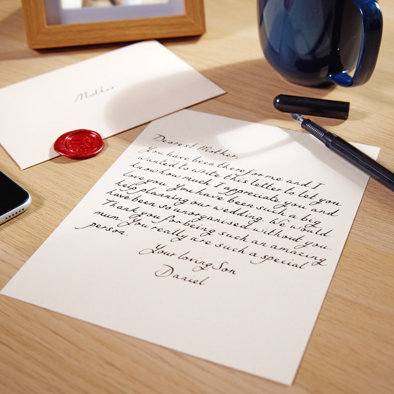 Luxury Handwritten Letter with Wax Seal. Wonderful Keepsake for Weddings, Anniversary, Birthdays or Love Letter. Forever Gift for loved ones A5 Smythson Cream