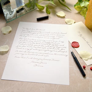 Lettre manuscrite de luxe avec cachet de cire. Un merveilleux souvenir pour un mariage, un anniversaire de mariage ou une lettre d'amour. Cadeau éternel pour vos proches A4 Smythson White