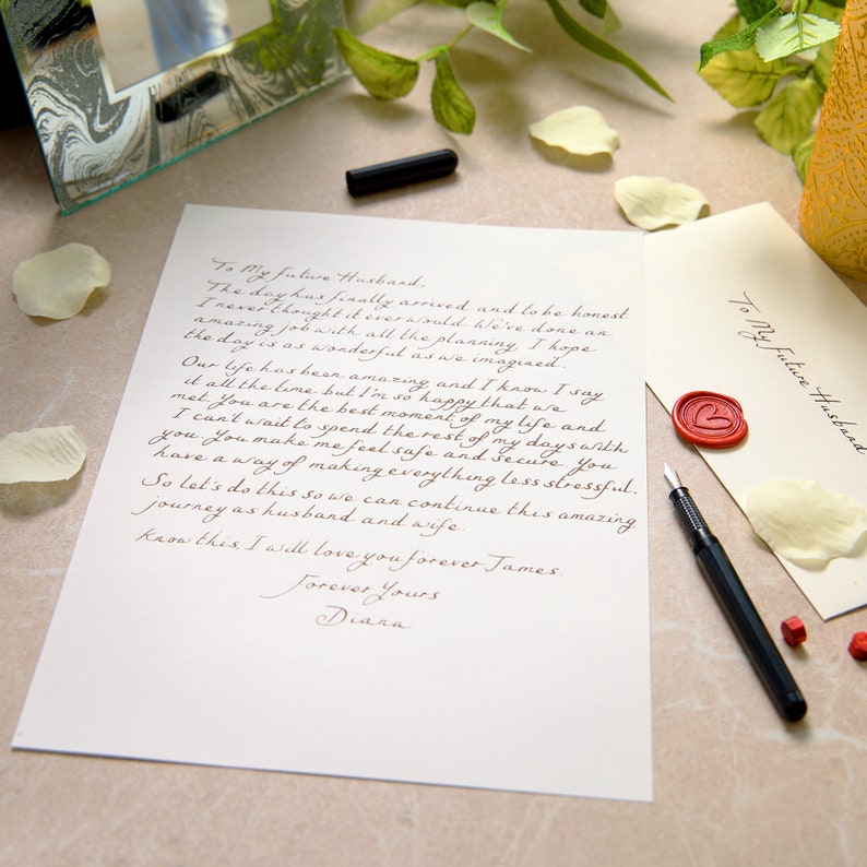 Lettre manuscrite de luxe avec cachet de cire. Un merveilleux souvenir pour un mariage, un anniversaire de mariage ou une lettre d'amour. Cadeau éternel pour vos proches A4 Smythson White